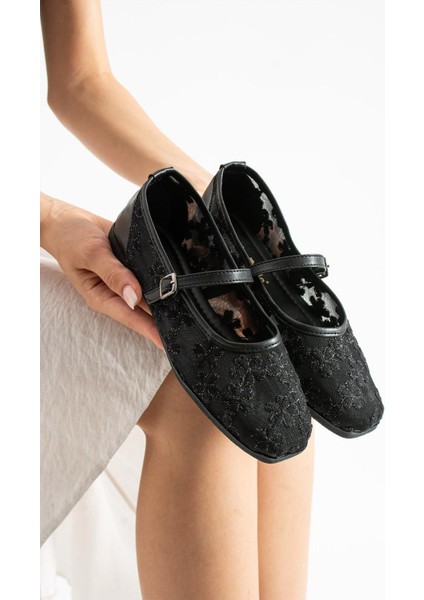 Kadın Babet File Çiçek Nakışlı Hafif Rahat Taban Şık Babet Ayakkabı Günlük Kadın Babet fiyatları