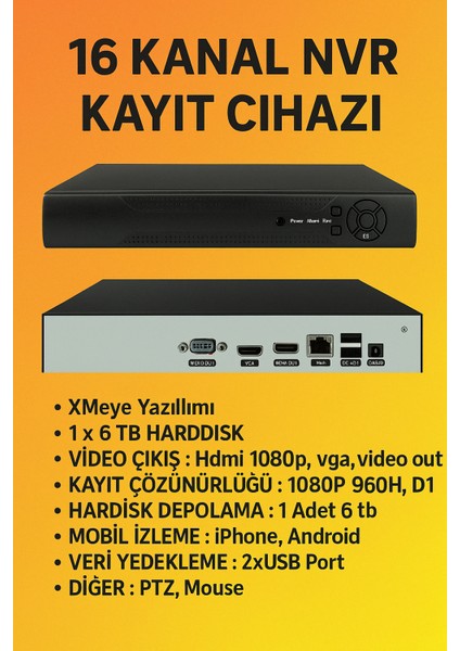 16 Kanal Nvr Ip Xmeye Kayıt Cihazı modelleri