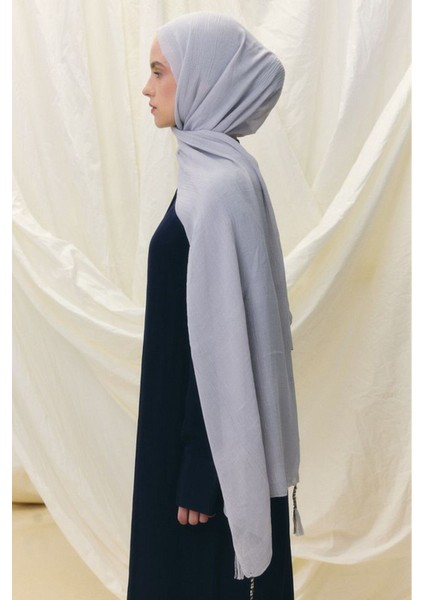 Brıce Buz Gri Uzun Saçak Püsküllü Pamuklu Şal fırsatları