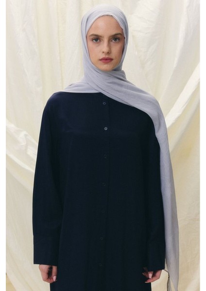 Brıce Buz Gri Uzun Saçak Püsküllü Pamuklu Şal