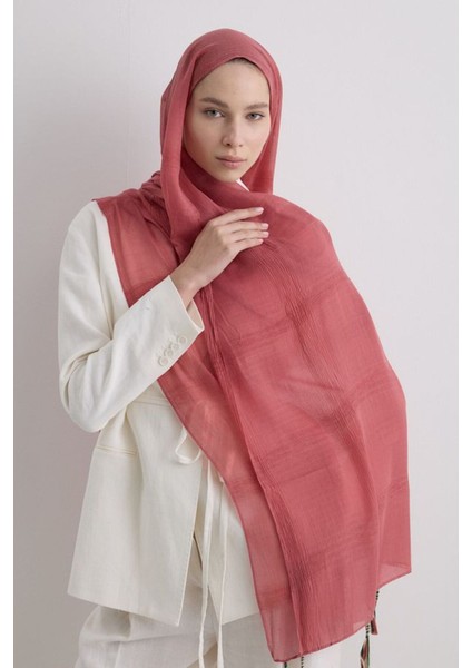 Brıce Gül Kurusu Uzun Saçak Püsküllü Pamuklu Şal