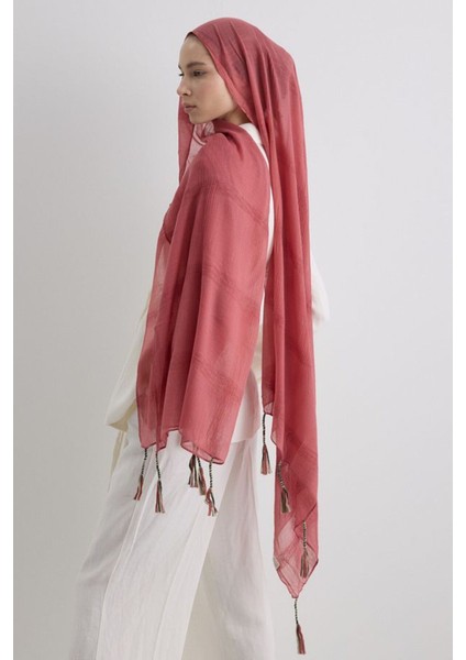 Brıce Gül Kurusu Uzun Saçak Püsküllü Pamuklu Şal fiyatları