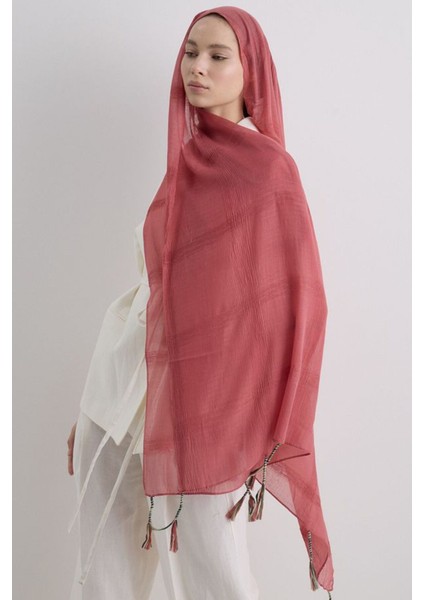 Brıce Gül Kurusu Uzun Saçak Püsküllü Pamuklu Şal fırsatları