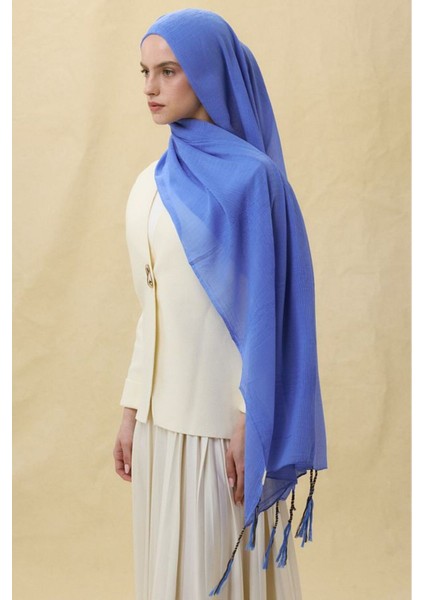 Brıce Kot Mavi Uzun Saçak Püsküllü Pamuklu Şal modelleri