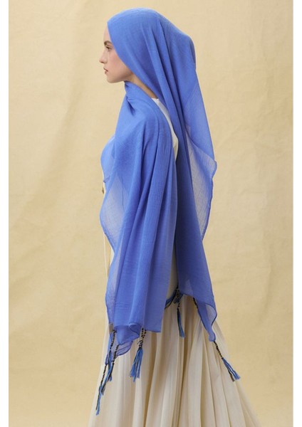 Brıce Kot Mavi Uzun Saçak Püsküllü Pamuklu Şal fırsatları
