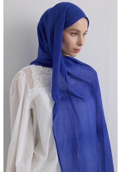 Brıce Kobalt Mavisi Uzun Saçak Püsküllü Pamuklu Şal fiyatları