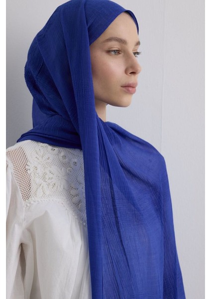 Brıce Kobalt Mavisi Uzun Saçak Püsküllü Pamuklu Şal indirimleri