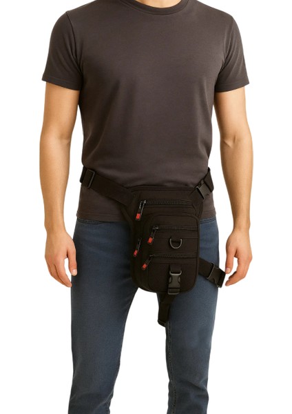 Bel Çantası Bacak Çantası Özel Bölmeli Tabanca TaşımalıTactical Siyah Kumaş