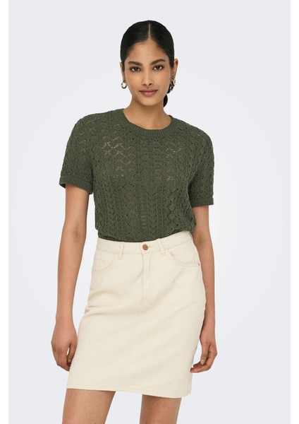 Onlsaga Pamuklu Regular Fit Bisiklet Yaka Örme Bluz Bayan Bluz 15339662