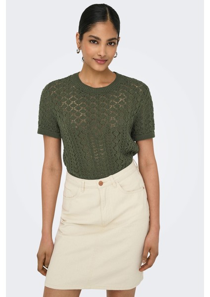 Onlsaga Pamuklu Regular Fit Bisiklet Yaka Örme Bluz Bayan Bluz 15339662 modelleri