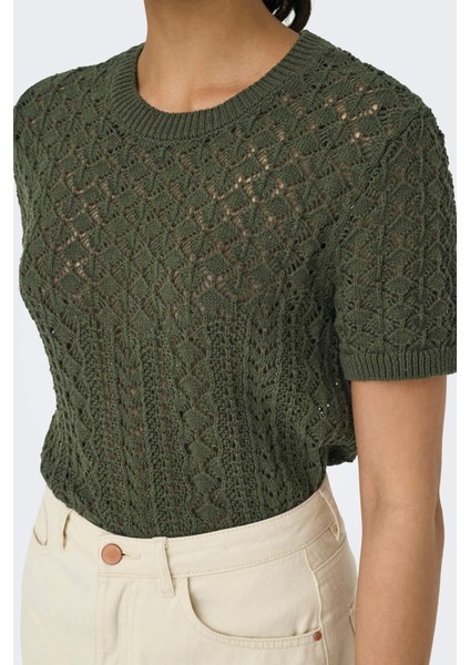 Onlsaga Pamuklu Regular Fit Bisiklet Yaka Örme Bluz Bayan Bluz 15339662 fırsatları