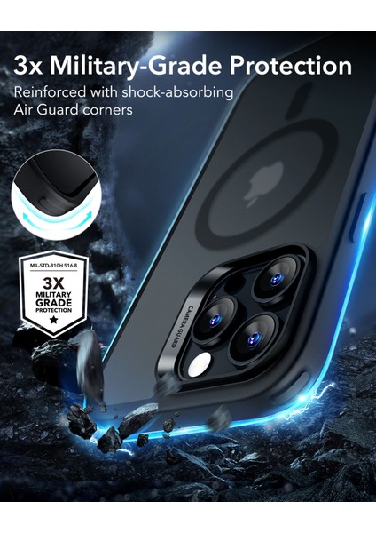 Iphone 16 Pro Max Halolock Magsafe Classic Hybrid Silikon Kılıf Buzlu Buzlu Siyah + Ekran Koruyucu Set fırsatları