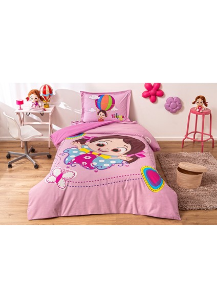 Niloya Kelebek Tek Kişilik Lisanslı Lastikli Çarşaf Çocuk Nevresim Takımı fırsatları