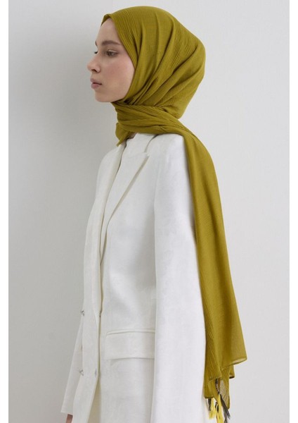 Brıce Yağ Yeşil Uzun Saçak Püsküllü Pamuklu Şal modelleri