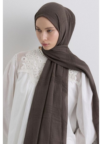 Brıce Antrasit Uzun Saçak Püsküllü Pamuklu Şal