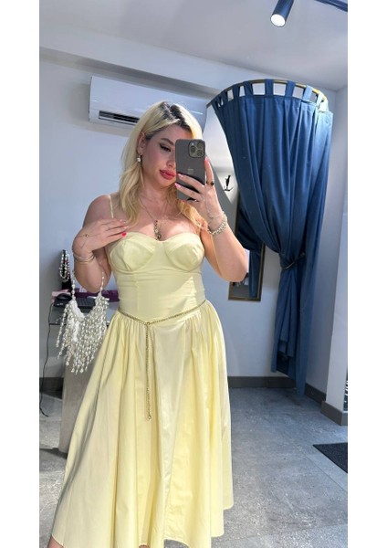 Sarı Poplin Kumaş Lena Elbise fiyatları