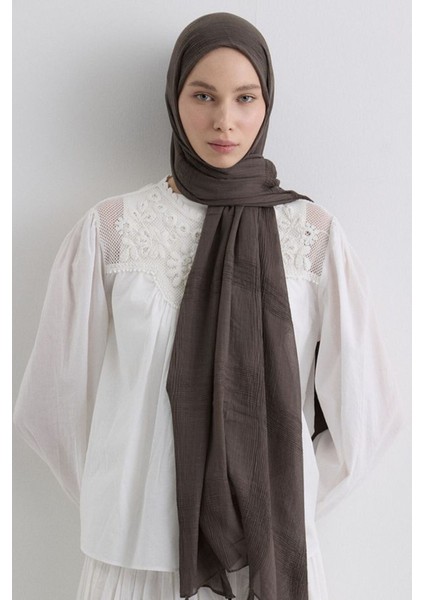 Brıce Antrasit Uzun Saçak Püsküllü Pamuklu Şal