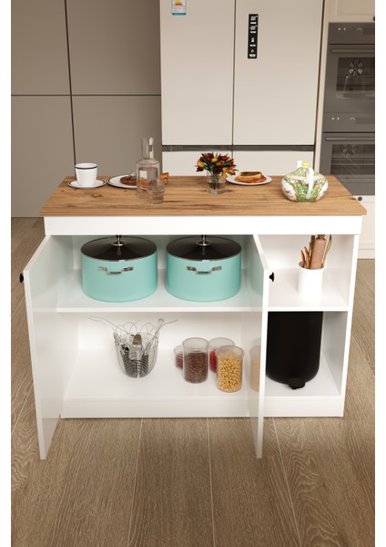 Yıldız Mutfak Adası Çok Amaçlı Dolap Masa Beyaz Atlantik Çam fiyatları