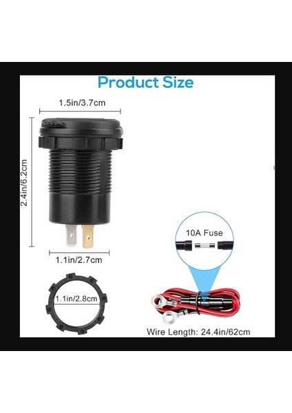USB Şarj Soketi, 36 W Qc3.0 USB A ve USB C Soket Çift Ekran Voltmetre Gerilim ile 12/24 V Araba Deniz Gerilim Göstergeli Pd Qc3.0 Soketli 12V Modifiye Araç USB Şarj Cihazı fırsatları