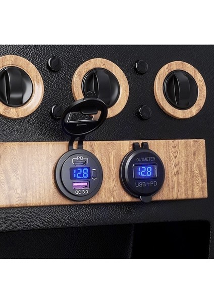 USB Şarj Soketi, 36 W Qc3.0 USB A ve USB C Soket Çift Ekran Voltmetre Gerilim ile 12/24 V Araba Deniz Gerilim Göstergeli Pd Qc3.0 Soketli 12V Modifiye Araç USB Şarj Cihazı indirimleri