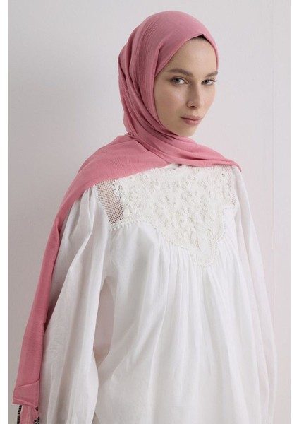 Brıce Şeker Pembe Uzun Saçak Püsküllü Pamuklu Şal