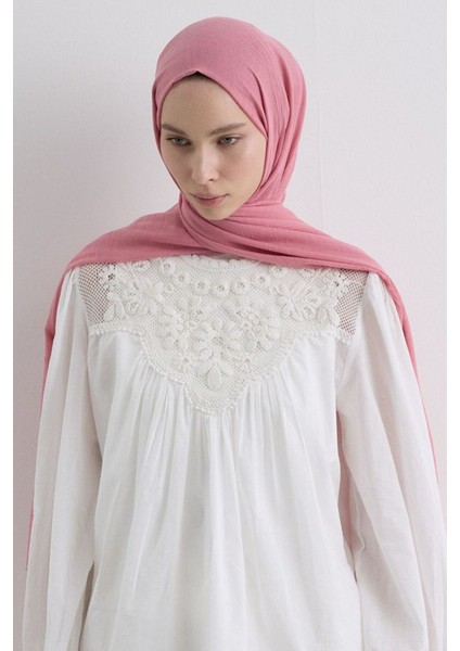 Brıce Şeker Pembe Uzun Saçak Püsküllü Pamuklu Şal