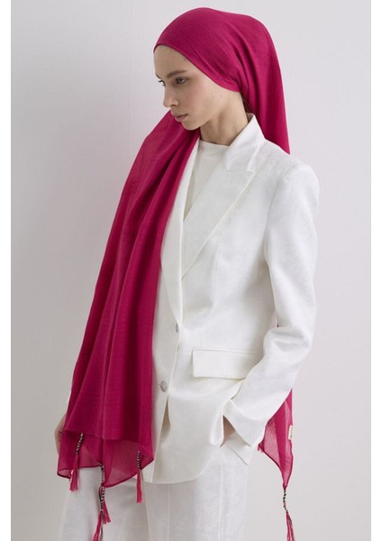 Brıce Fuşya Uzun Saçak Püsküllü Pamuklu Şal indirimleri