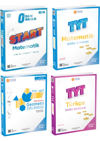 Üçdörtbeş 2026 Tyt Matematik + Geometri + Türkçe + 0 Dan Başla Matematik Soru 4 Lü Set