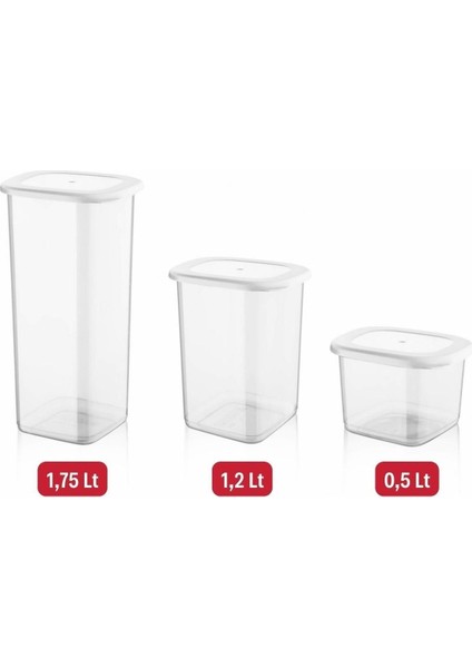 24'lü Kırılmaz Kare Saklama Kabı Seti, Beyaz, Çeşitli Boyutlar indirimleri