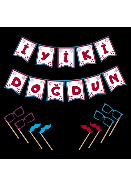 Bordo Mavi Doğum Günü Yazısı (Maske Hediyeli)