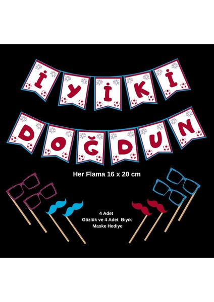 Bordo Mavi Doğum Günü Yazısı (Maske Hediyeli) modelleri