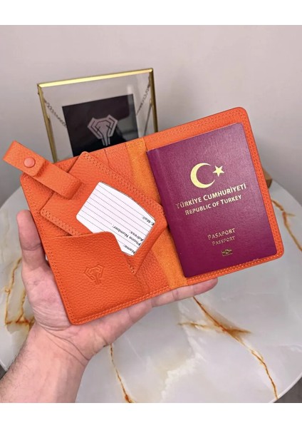 Hakiki Deri Pasaport Kılıfı ve Valiz Etiketi 2038