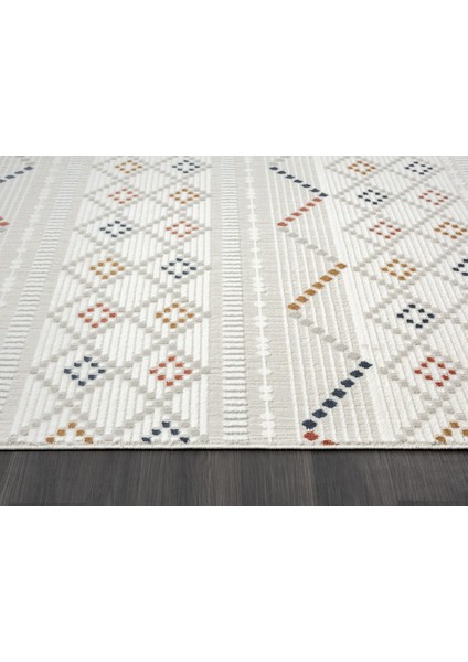 Sümer SM012A Krem Rengi Halı Renkli Kilim Desenli Dekoratif Modern Antialerjik Salon Halısı indirimleri