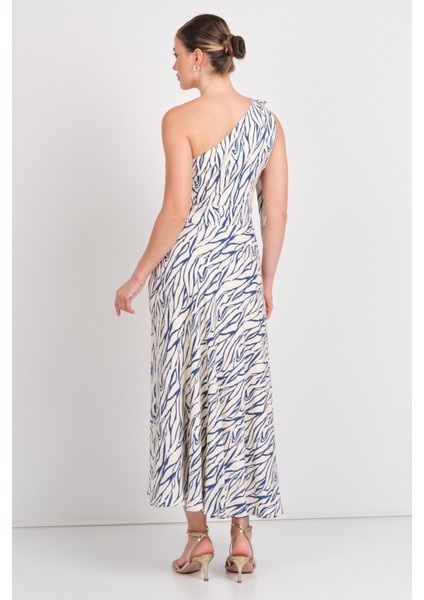 Kadın Tek Omuzlu Fiyonklu Elbise 5146 Mavi fırsatları