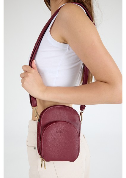 Bordo Ön Cepli Mini Çarpraz Askılı Çanta 384