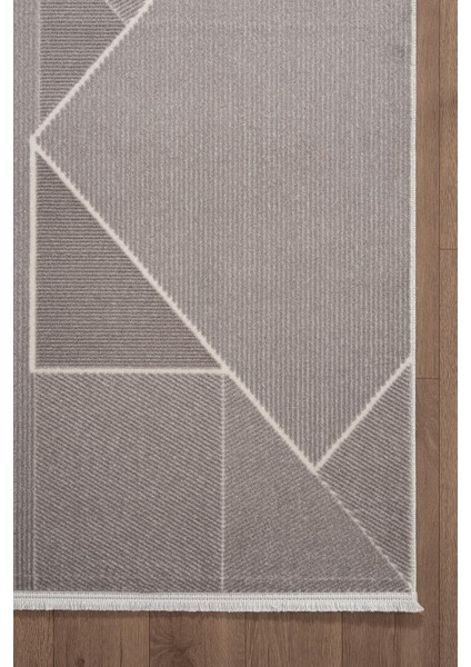 Leon LN002Z Gri Halı Modern Desen Pamuk Taban Akrilik Tozuaz Salon Yatak Odası Koridor Halısı fırsatları