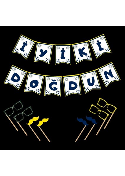 Sarı Lacivert Doğum Günü Yazısı (Maske Hediyeli)