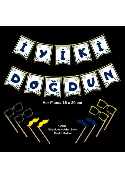 Sarı Lacivert Doğum Günü Yazısı (Maske Hediyeli) modelleri