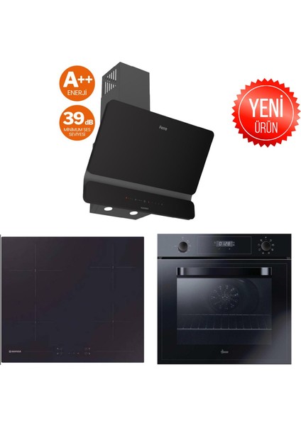 Armenta Ankastre Set (Hoover HOT3051BI + HH64CCB Vitroseramik + Ferre D080-SA 600 M3 Slintart)