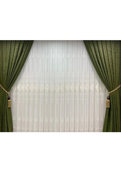 Nivemeshome Yeni Zemin Nakışlı 1/3 Sık Pileli Tül Perde Apm fiyatları