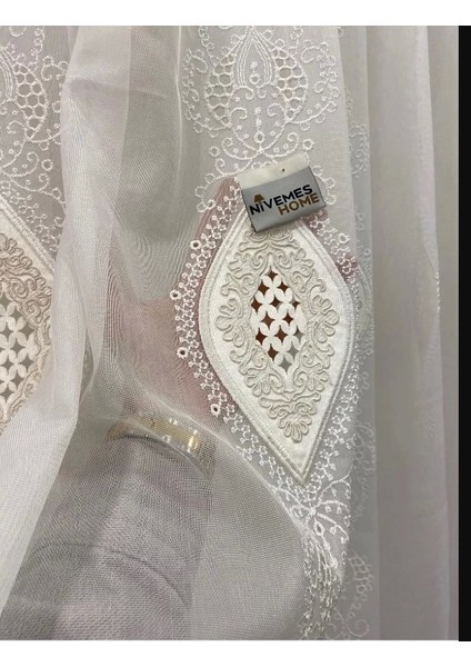 Nivemeshome Yeni Zemin Nakışlı 1/3 Sık Pileli Tül Perde Apm fırsatları