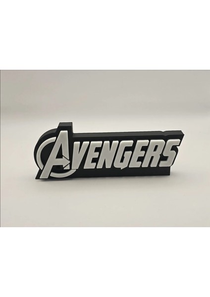 Avengers Yazılı 3D Dekoratif Obje 20CM | Masaüstü & Duvar Süsü | Marvel Temalı Hediyelik Aksesuar