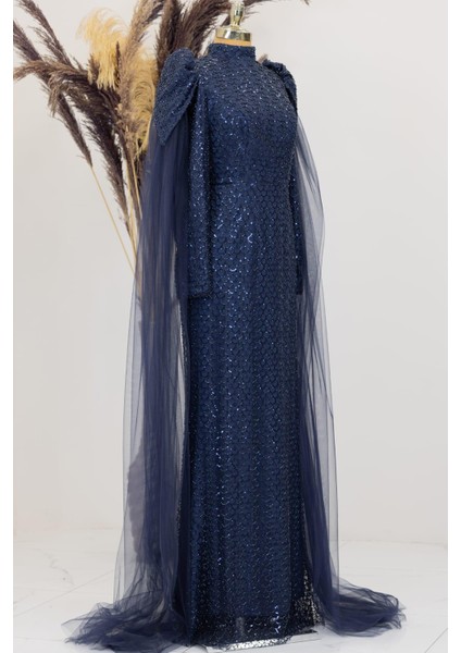 Asil Tesettür Abiye Lacivert modelleri