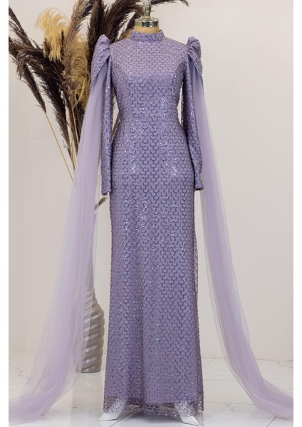 Asil Tesettür Abiye Lila