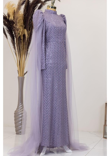 Asil Tesettür Abiye Lila modelleri