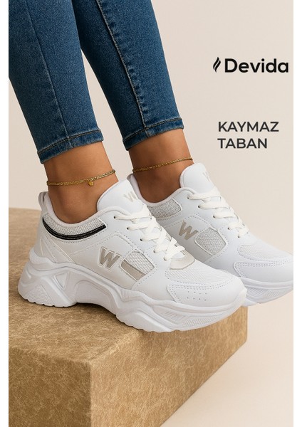 Kadın Beyaz Spor Ayakkabı 5 Cm Yüksek Air Taban Günlük Sneaker X110 indirimleri