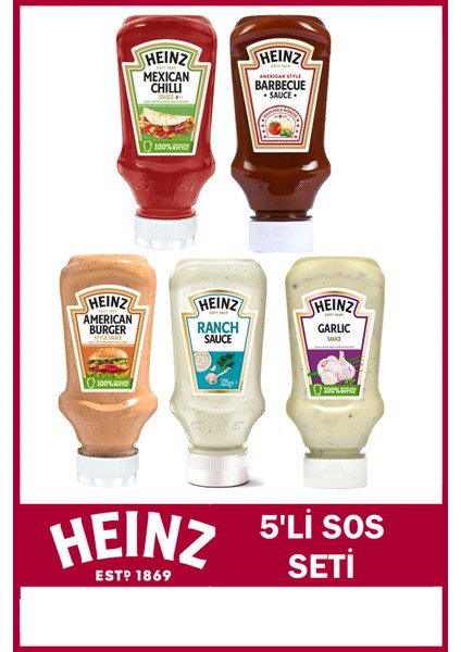 5'li Sos Paketi (Ranch, Amerikan Burger, Barbekü, Sarımsak, Mexican Chilli)