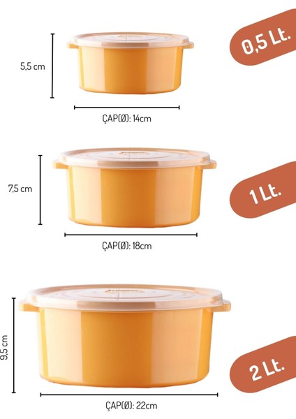 Turuncu 12'li Mikrodalga ve Derin Dondurucu Uyumlu Saklama Kabı Seti