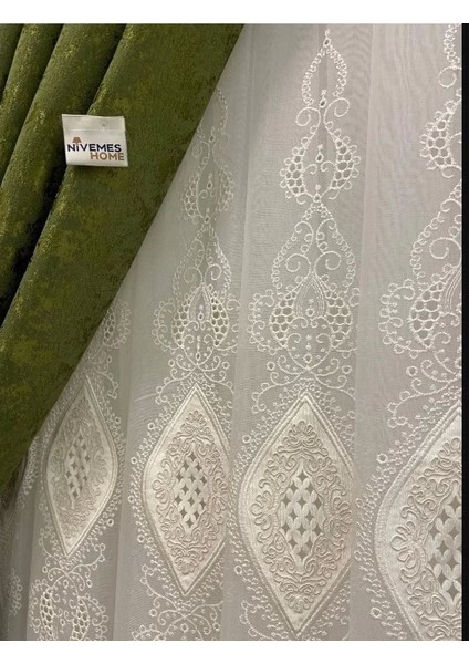 Nivemeshome Yeni Zemin Nakışlı 1/3 Sık Pileli Tül Perde Apm modelleri