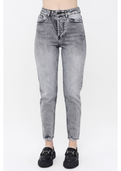 Mom Jean Kadın Pantolon 1037-254 Gri modelleri